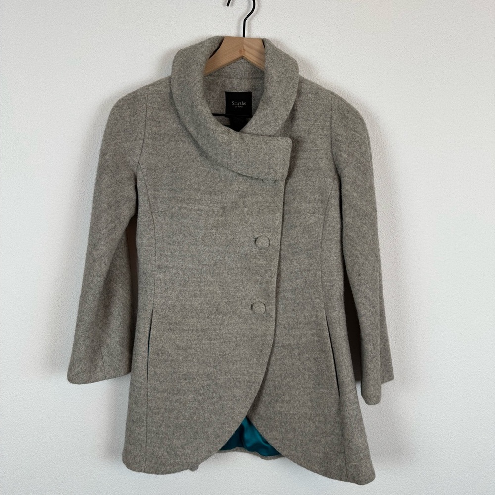Smythe Les Vestes Wool Alpaca Blend Pea Coat Blazer Grey Blue 2